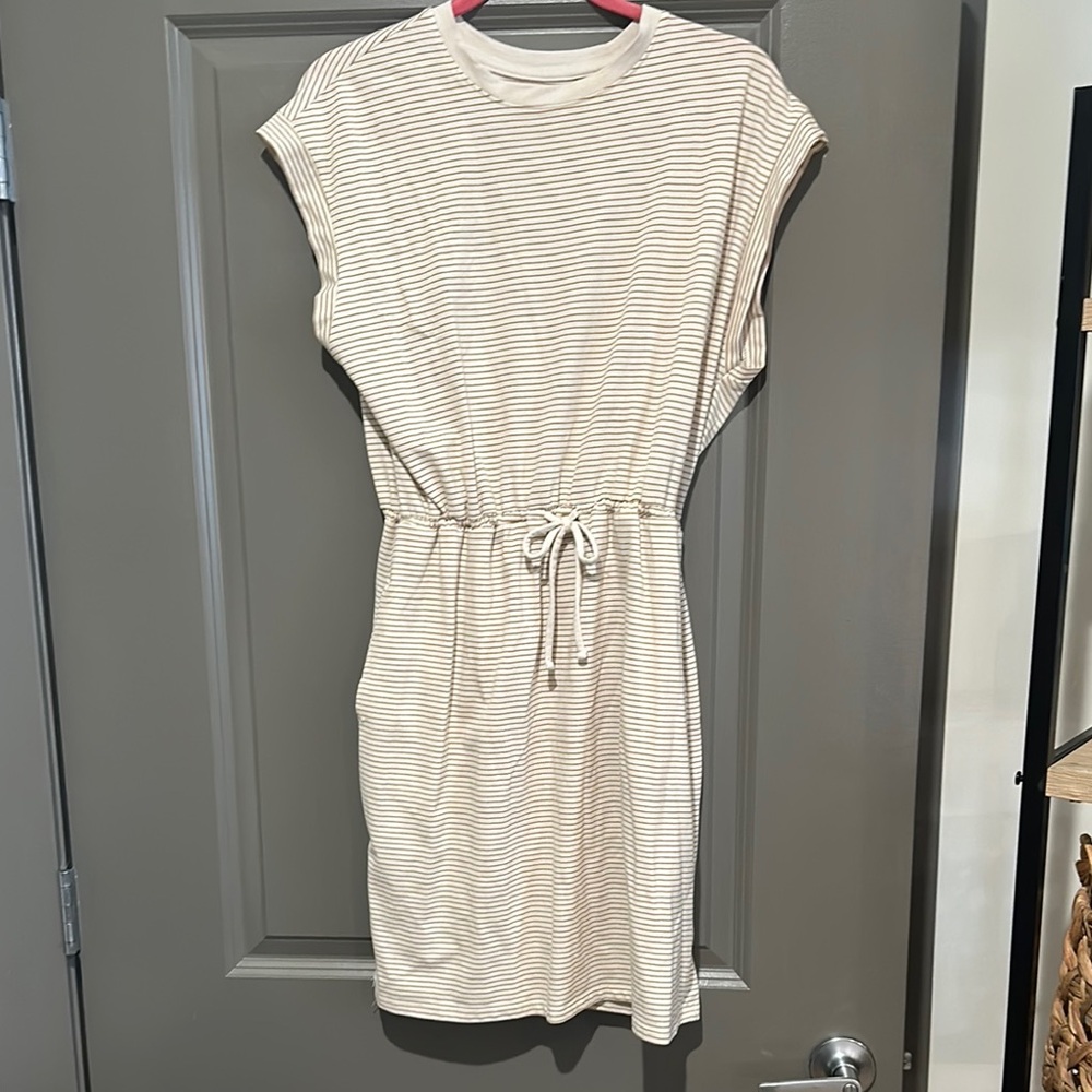Striped Cream Casual Dress